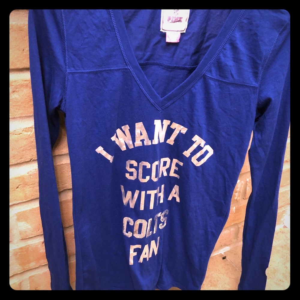 PINK Victoria's Secret Blue Long Sleeve Tee